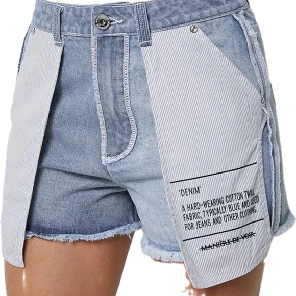 Manière De Voir | Inside Out Denim Shorts | Light/ Medium Wash | Size 4 - Picture 1 of 9